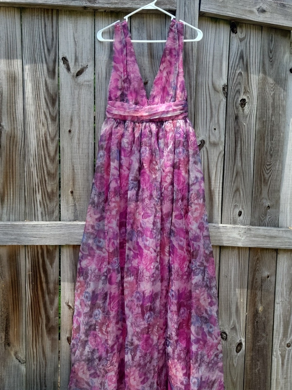 Lulu's Floral Organza Maxi Gown
